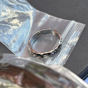 Sterling 925 Floral Pattern Adjustable Ring - Silver